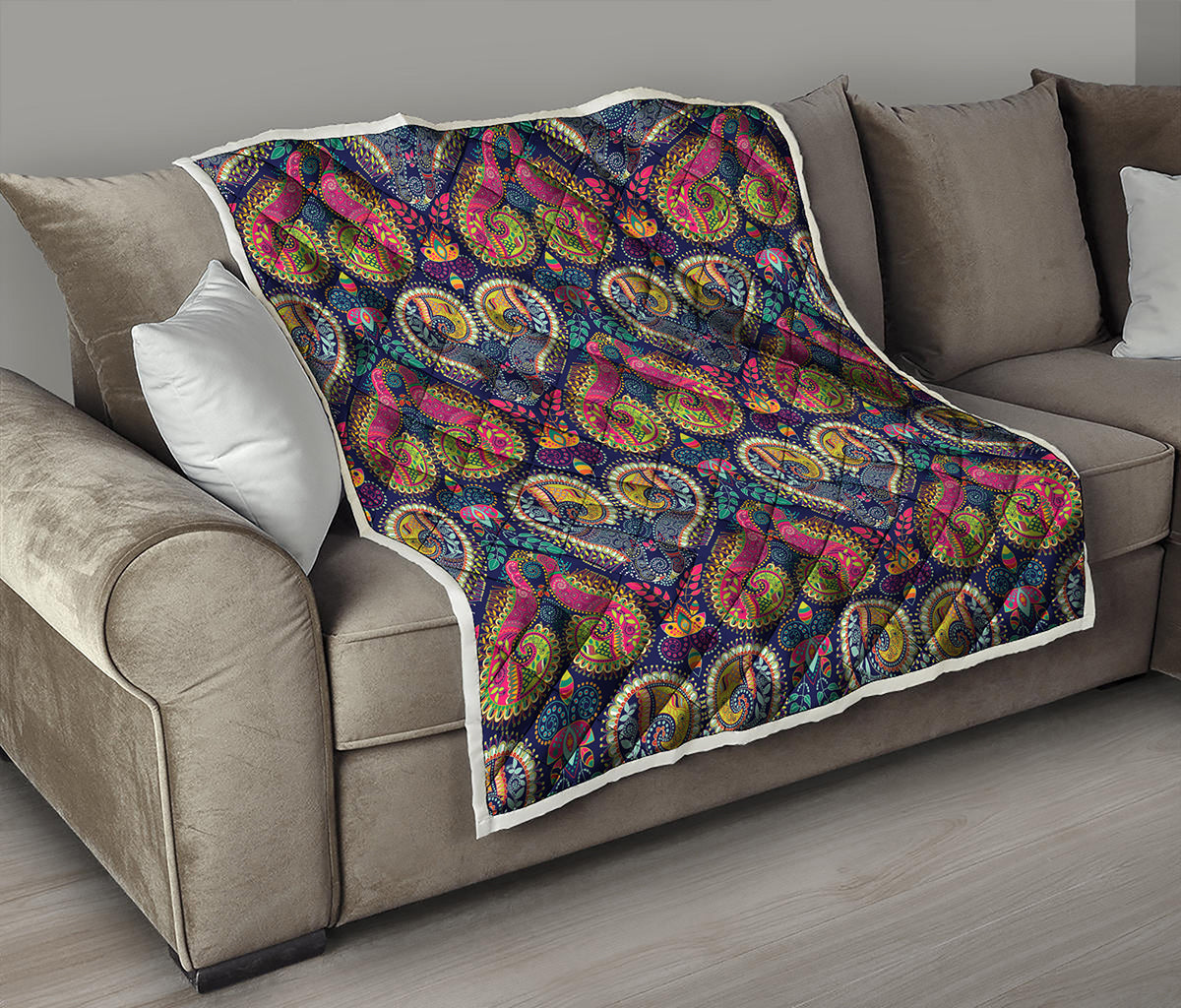 Colorful Boho Paisley Pattern Print Quilt