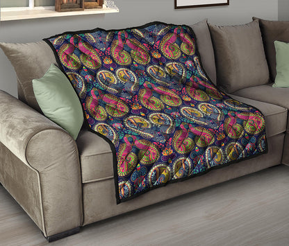 Colorful Boho Paisley Pattern Print Quilt