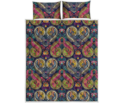 Colorful Boho Paisley Pattern Print Quilt Bed Set