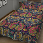 Colorful Boho Paisley Pattern Print Quilt Bed Set
