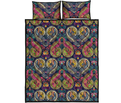 Colorful Boho Paisley Pattern Print Quilt Bed Set