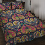 Colorful Boho Paisley Pattern Print Quilt Bed Set