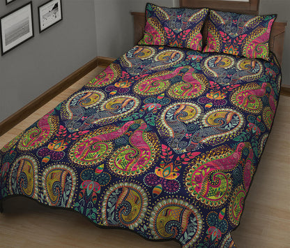 Colorful Boho Paisley Pattern Print Quilt Bed Set