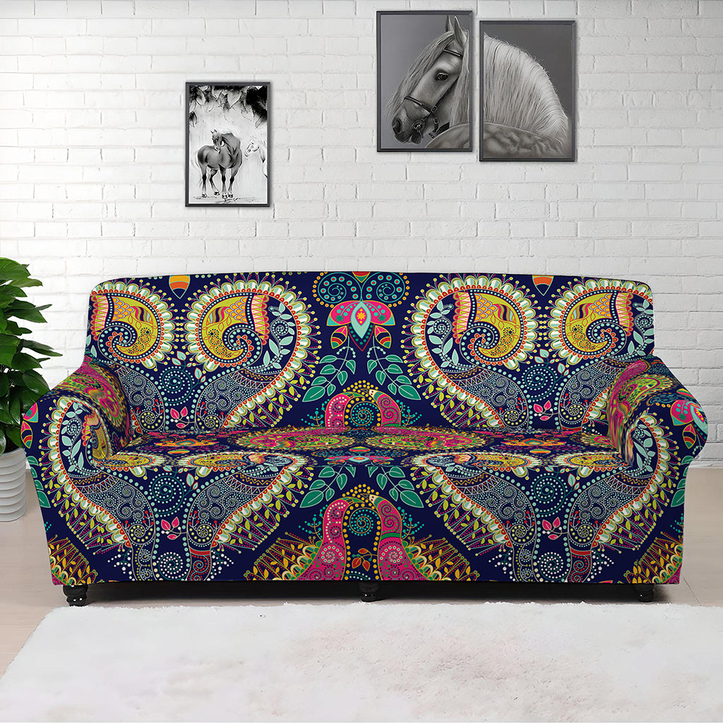 Colorful Boho Paisley Pattern Print Sofa Cover