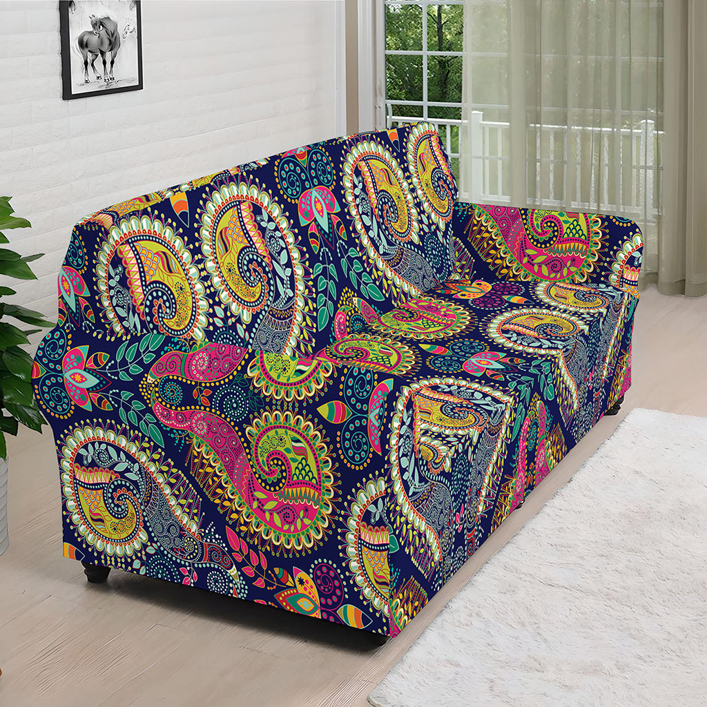Colorful Boho Paisley Pattern Print Sofa Cover