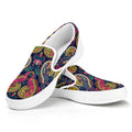 Colorful Boho Paisley Pattern Print White Slip On Sneakers