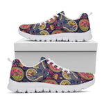 Colorful Boho Paisley Pattern Print White Sneakers