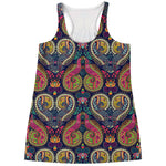Colorful Boho Paisley Pattern Print Women's Racerback Tank Top