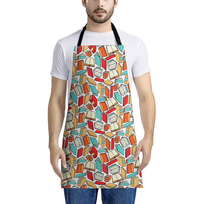 Colorful Books Pattern Print Apron