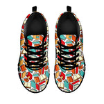 Colorful Books Pattern Print Black Sneakers