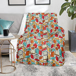 Colorful Books Pattern Print Blanket