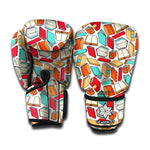 Colorful Books Pattern Print Boxing Gloves