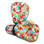 Colorful Books Pattern Print Boxing Gloves