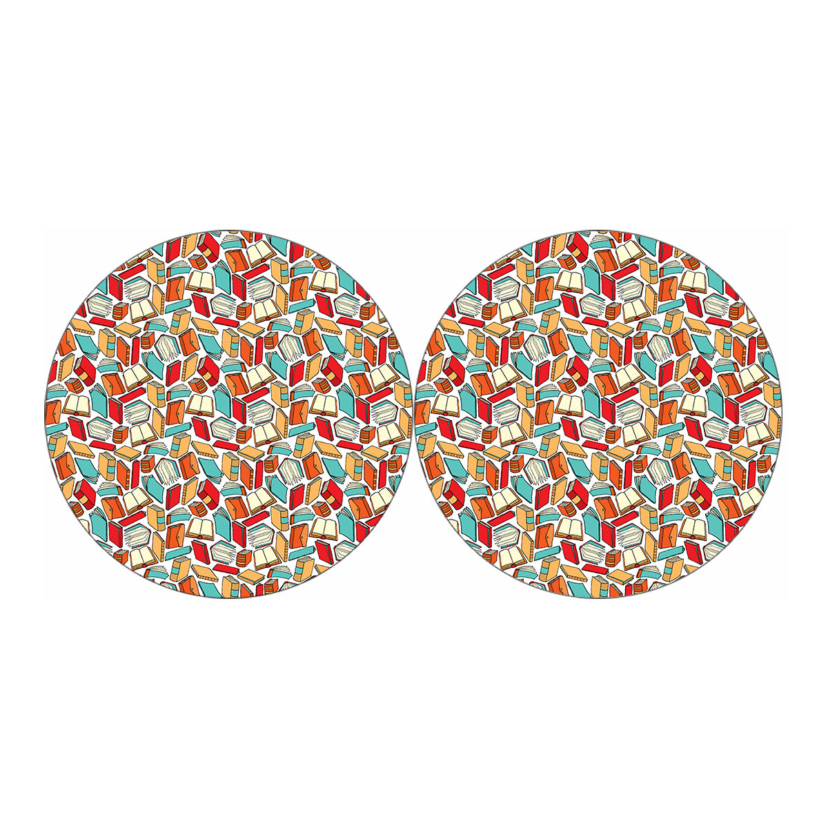 Colorful Books Pattern Print Car Coasters