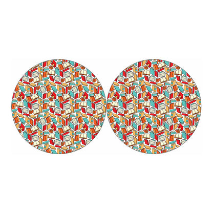 Colorful Books Pattern Print Car Coasters