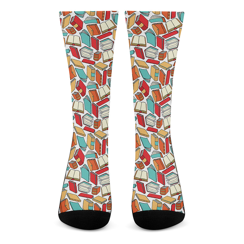 Colorful Books Pattern Print Crew Socks
