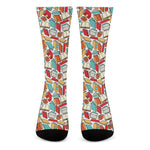 Colorful Books Pattern Print Crew Socks