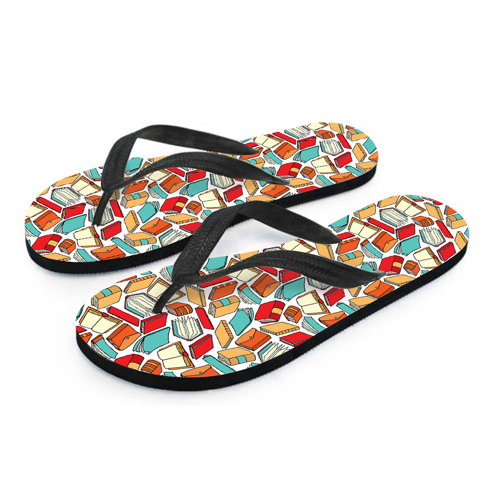 Colorful Books Pattern Print Flip Flops