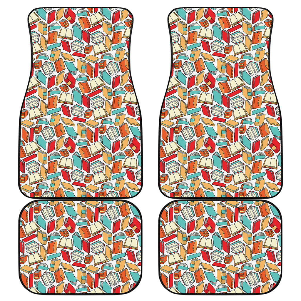 Colorful Books Pattern Print Front and Back Car Floor Mats
