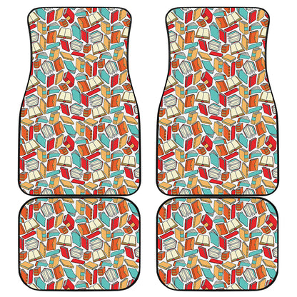 Colorful Books Pattern Print Front and Back Car Floor Mats