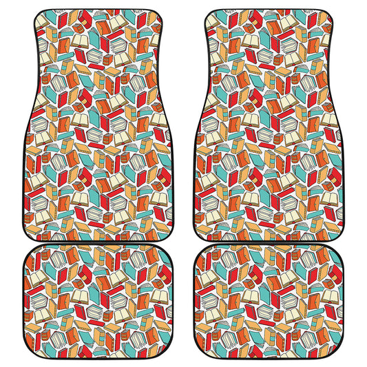 Colorful Books Pattern Print Front and Back Car Floor Mats