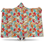 Colorful Books Pattern Print Hooded Blanket