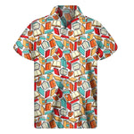 Colorful Books Pattern Print Men's Short Sleeve Shirt