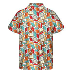 Colorful Books Pattern Print Men's Short Sleeve Shirt
