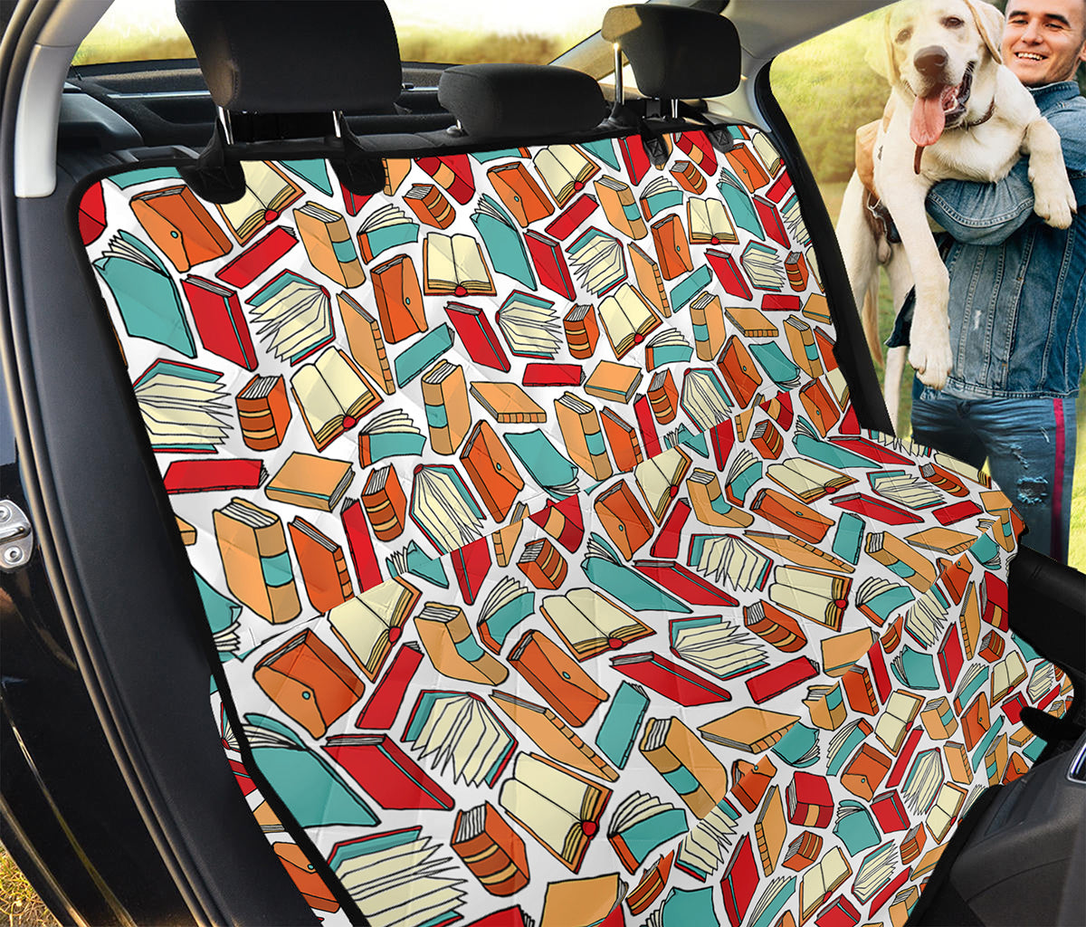Colorful Books Pattern Print Pet Car Back Seat Cover