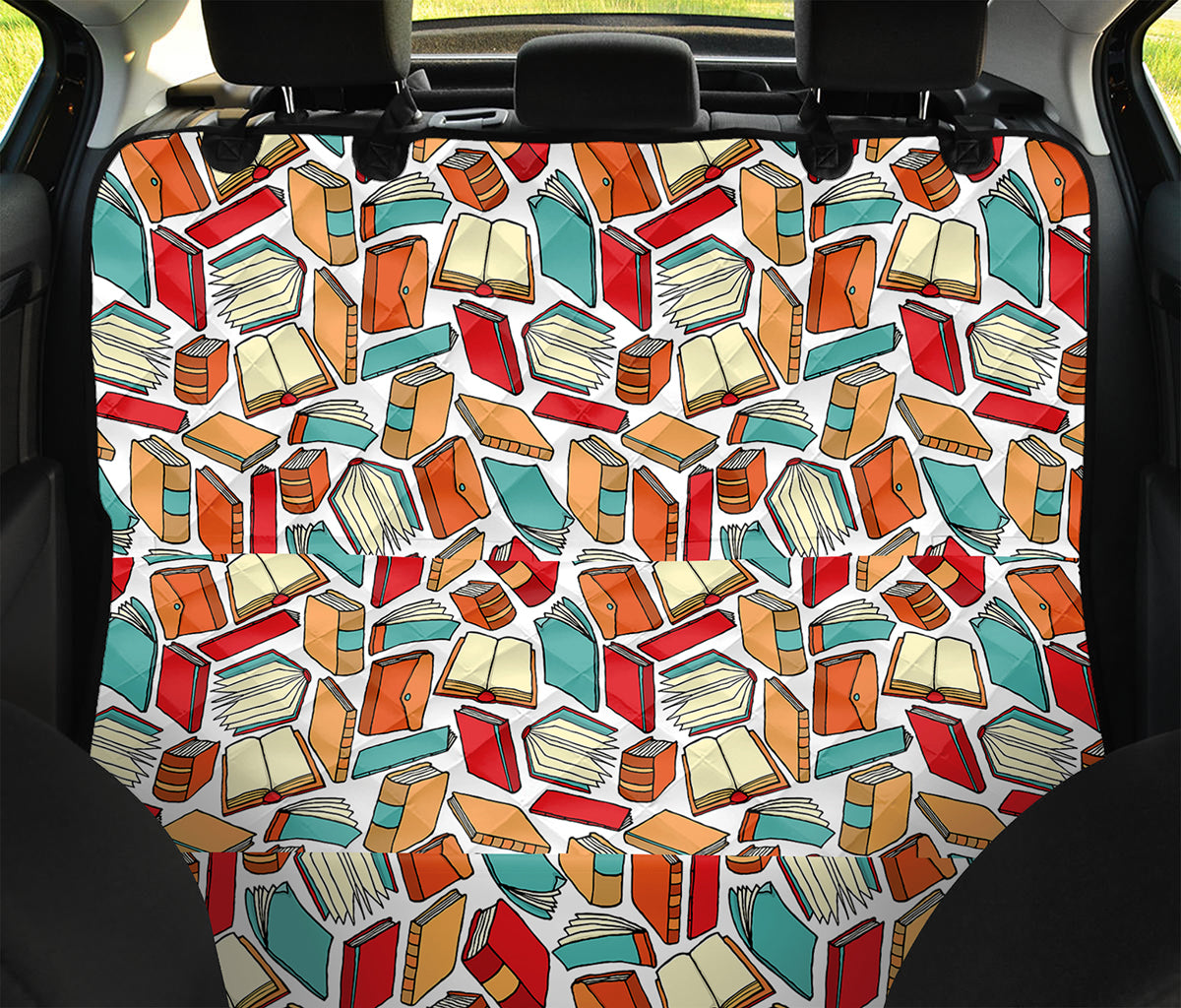 Colorful Books Pattern Print Pet Car Back Seat Cover