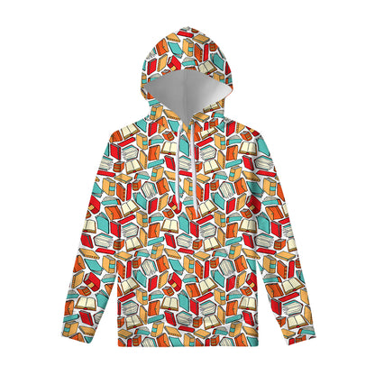 Colorful Books Pattern Print Pullover Hoodie