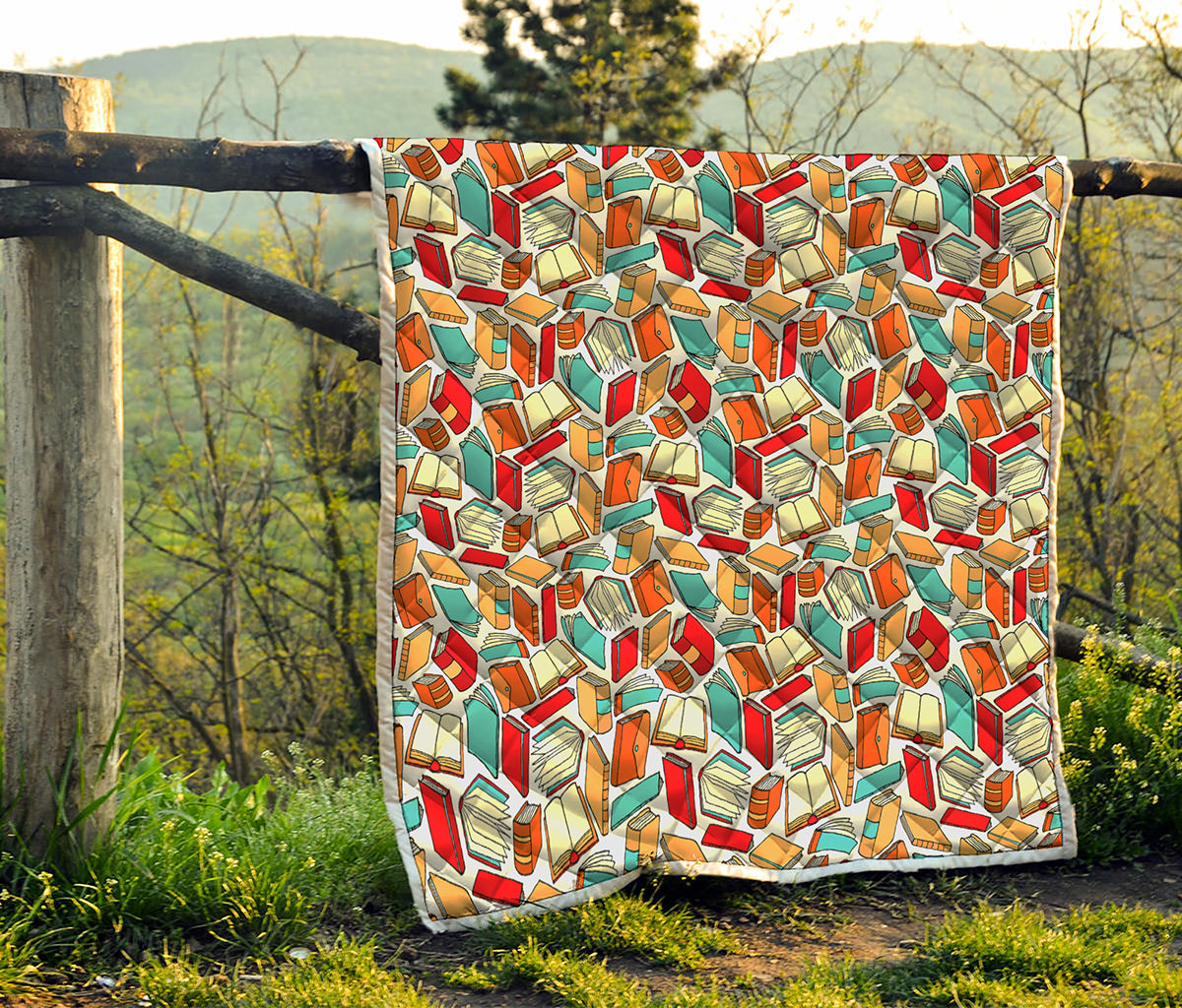 Colorful Books Pattern Print Quilt