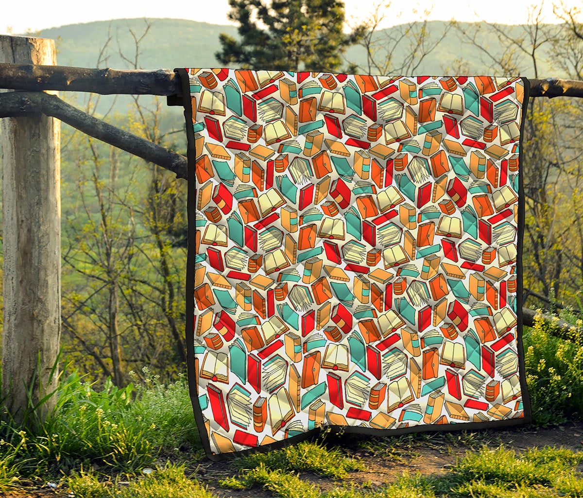 Colorful Books Pattern Print Quilt