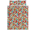 Colorful Books Pattern Print Quilt Bed Set