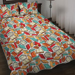 Colorful Books Pattern Print Quilt Bed Set