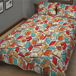 Colorful Books Pattern Print Quilt Bed Set