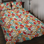 Colorful Books Pattern Print Quilt Bed Set