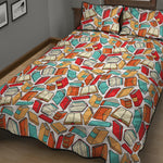Colorful Books Pattern Print Quilt Bed Set