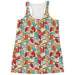 Colorful Books Pattern Print Women's Racerback Tank Top