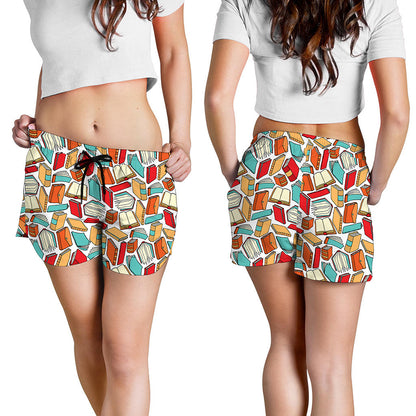 Colorful Books Pattern Print Women's Shorts