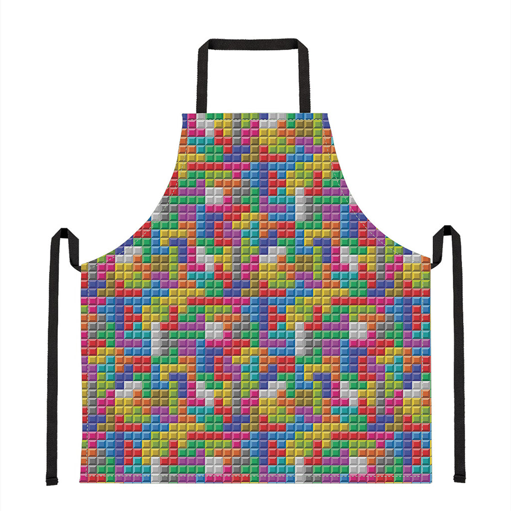 Colorful Brick Puzzle Game Pattern Print Apron