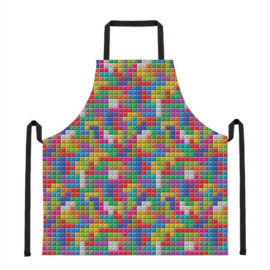 Colorful Brick Puzzle Game Pattern Print Apron