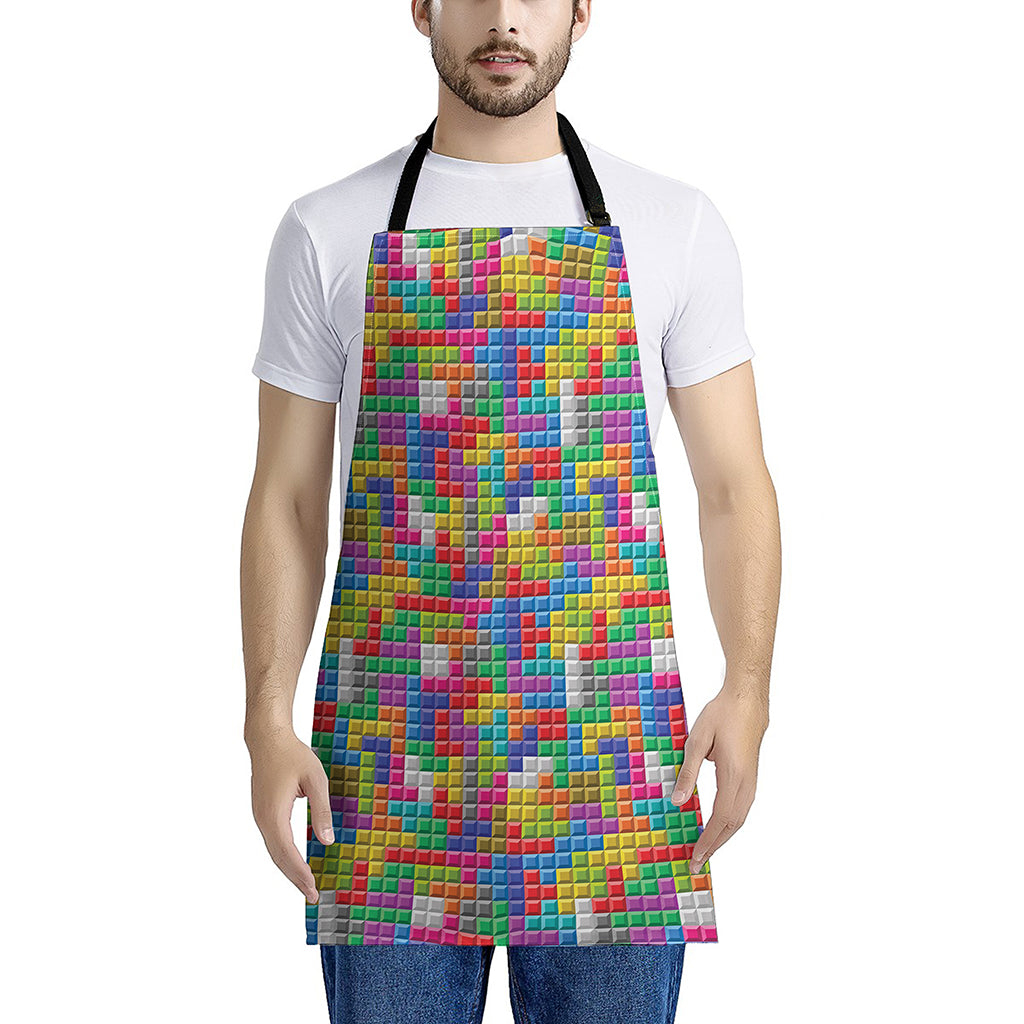 Colorful Brick Puzzle Game Pattern Print Apron