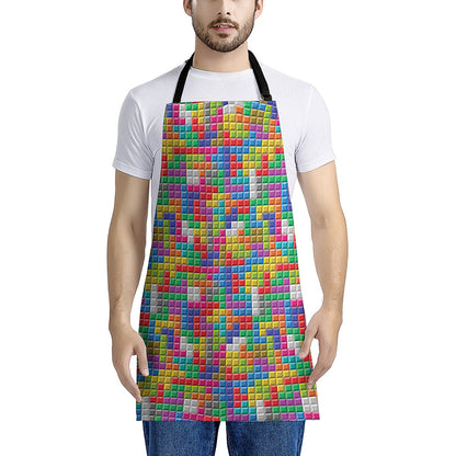 Colorful Brick Puzzle Game Pattern Print Apron