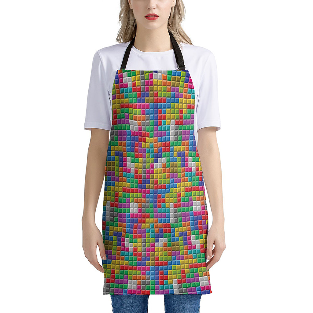 Colorful Brick Puzzle Game Pattern Print Apron