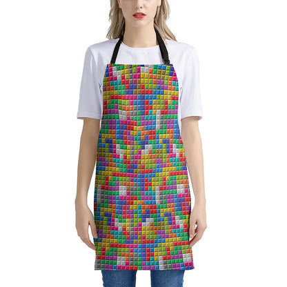 Colorful Brick Puzzle Game Pattern Print Apron