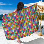 Colorful Brick Puzzle Game Pattern Print Beach Sarong Wrap
