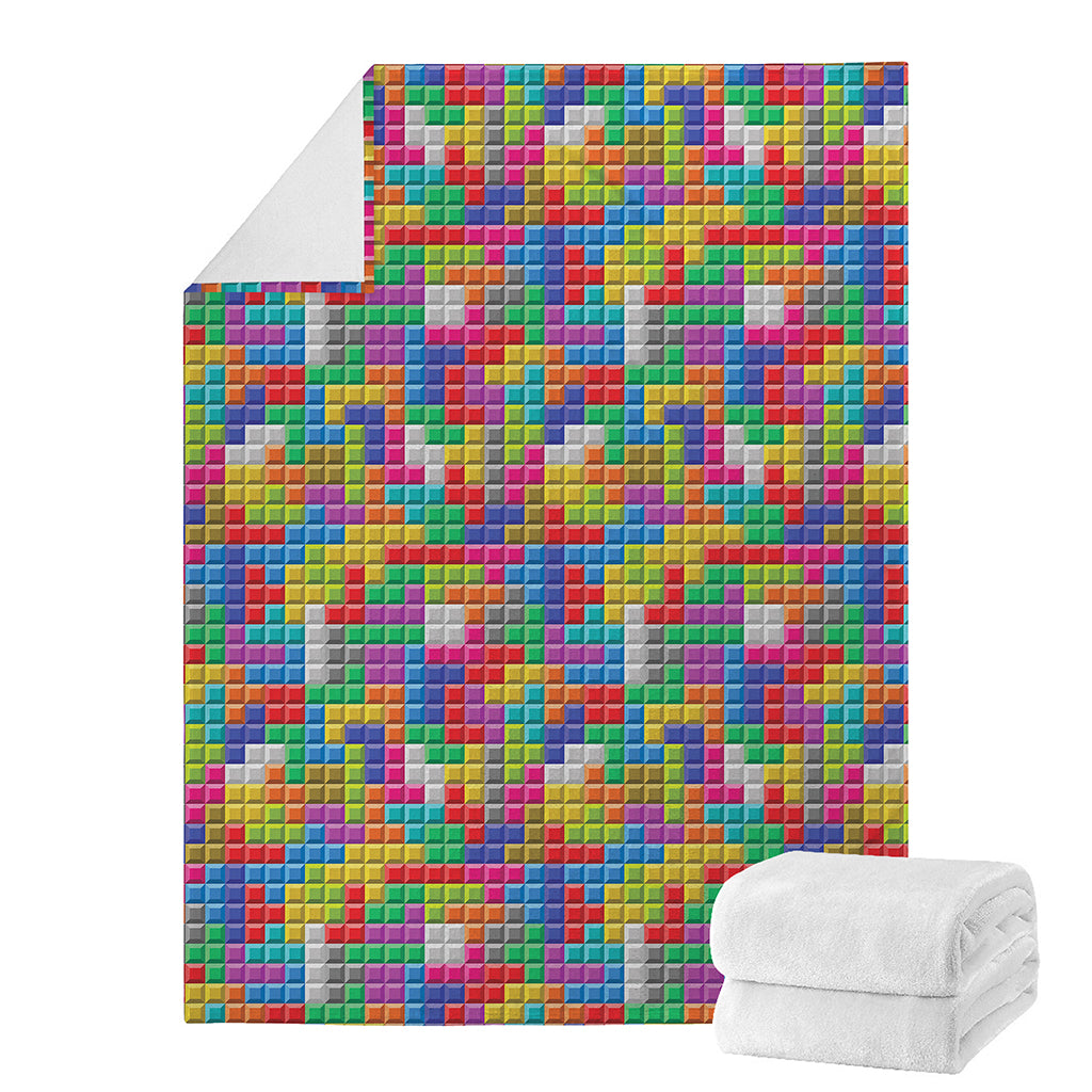 Colorful Brick Puzzle Game Pattern Print Blanket