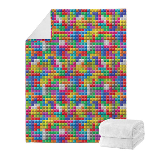 Colorful Brick Puzzle Game Pattern Print Blanket