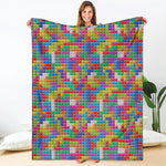 Colorful Brick Puzzle Game Pattern Print Blanket